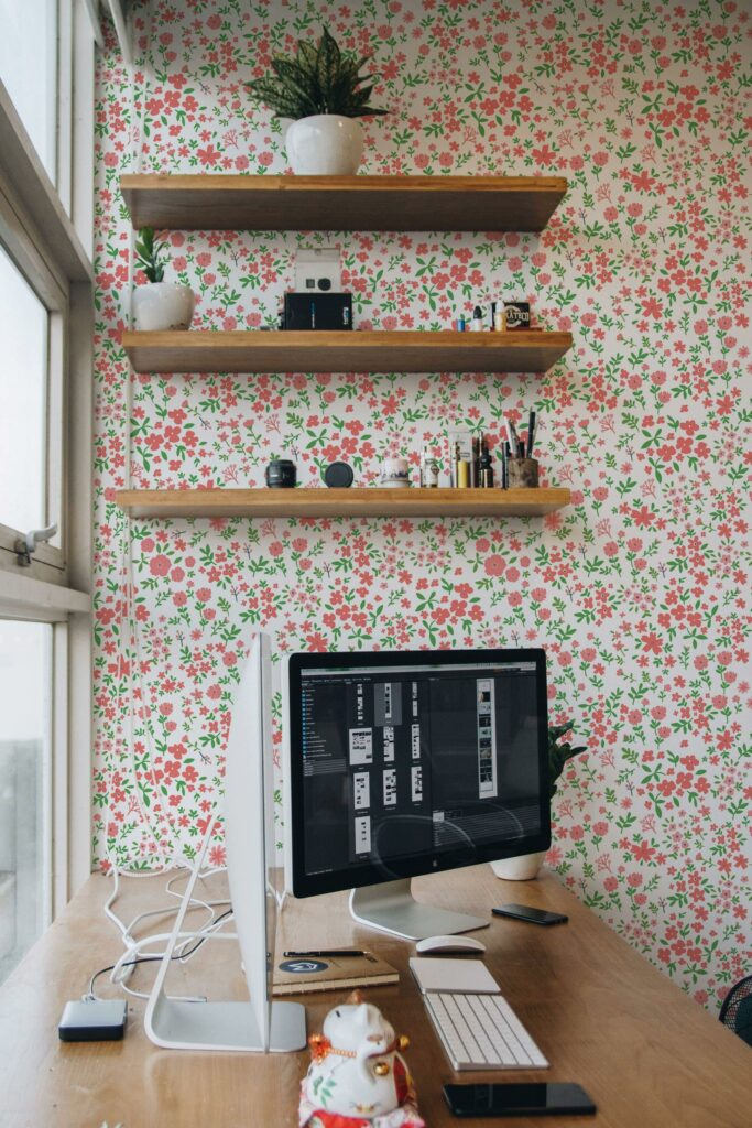 Cottage Core wallpaper home office