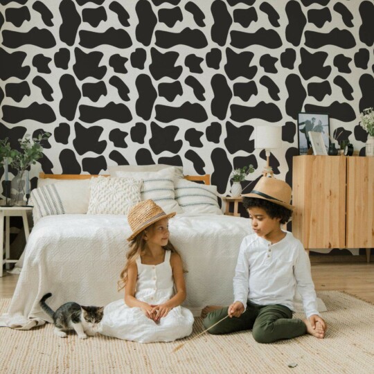 Cow Animal Print Peel and Stick Wallpaper Sample - 19′′x19′′, PVC-Free
