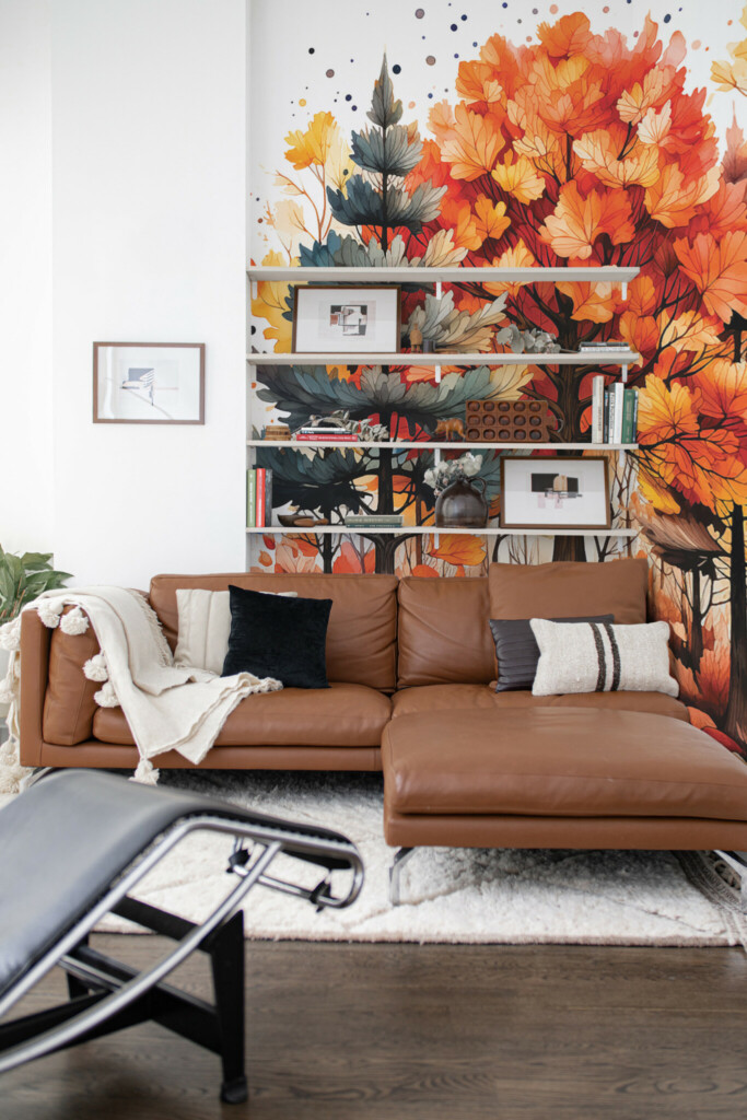 Fancy Walls removable wall mural of rustic orange forest