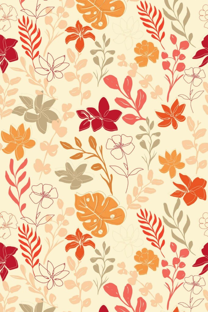 Pattern repeat of Cozy autumn removable wallpaper design