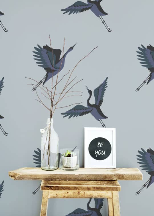 crane bird non-pasted wallpaper