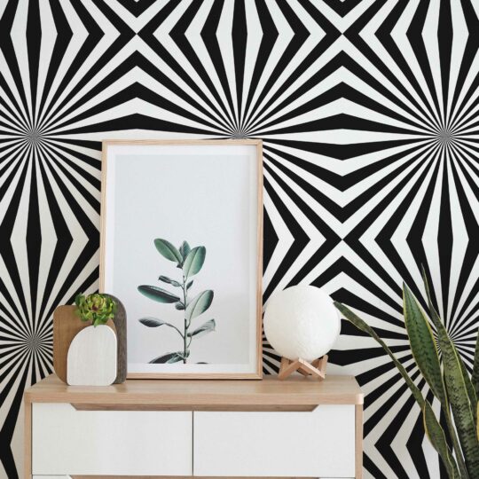 Cheap Wallpaper Black and White Hypnosis - Geometrical - Patterns -  Wallpaper