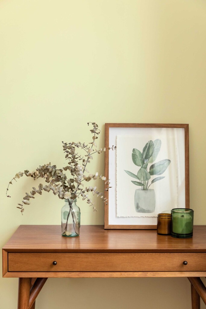 Cream removable wallpaper by Fancy Walls with soft yellow undertones and a minimalist solid look