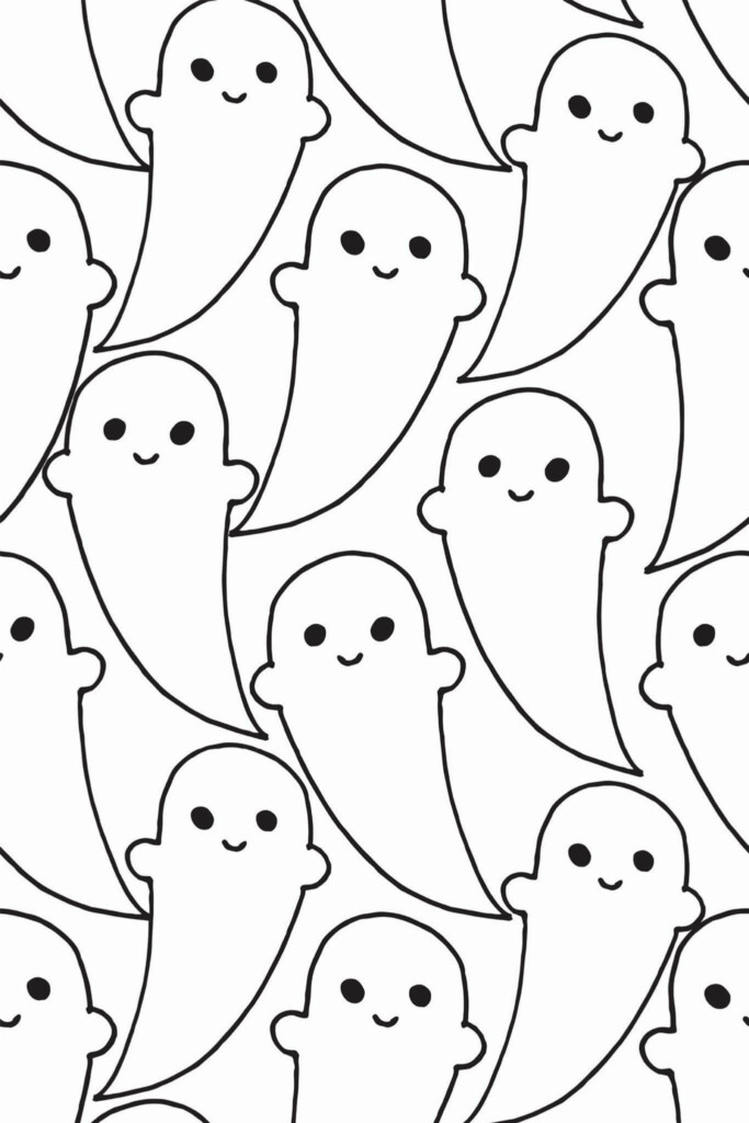 Pattern repeat of Cute Aesthetic Ghost removable wallpaper design