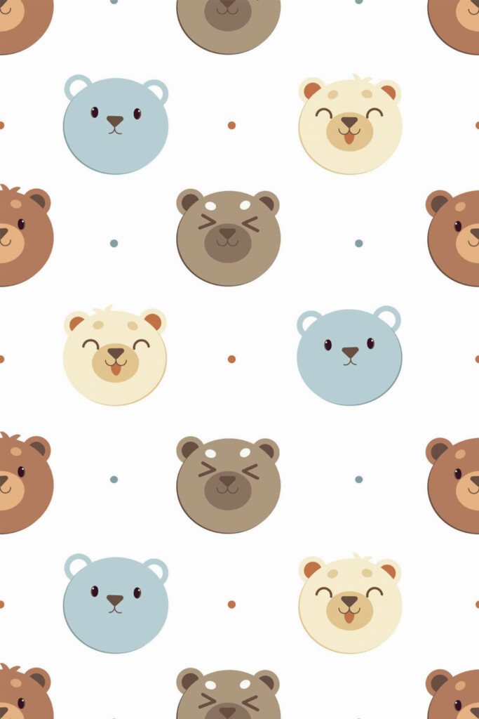 Pattern repeat of Cute bear removable wallpaper design