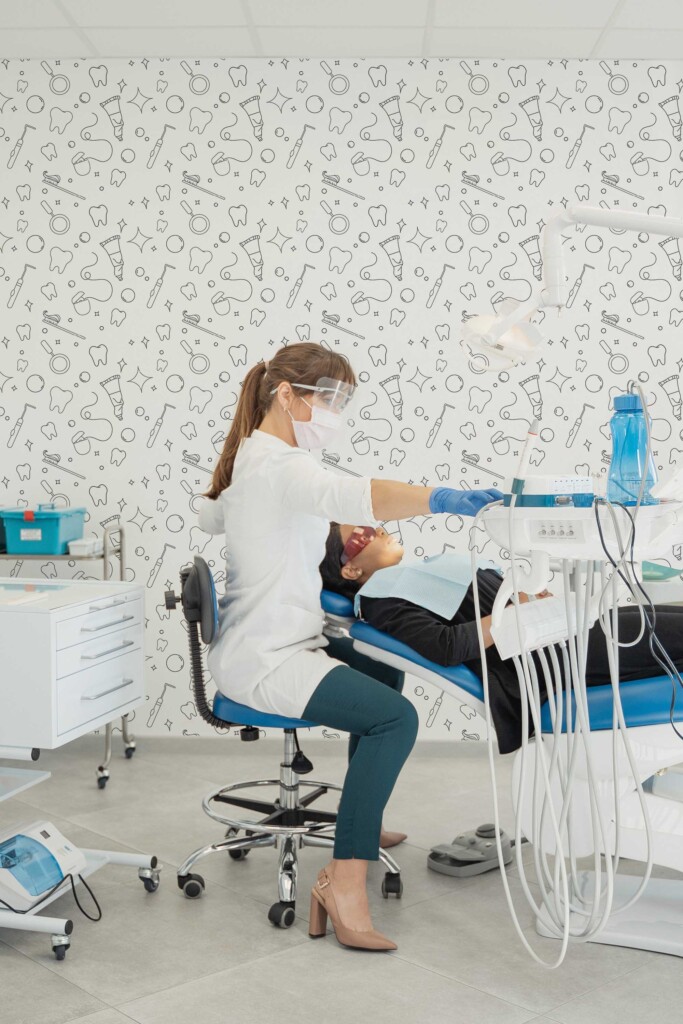 Fancy Walls removable wallpaper with toothpaste and tooth illustrations