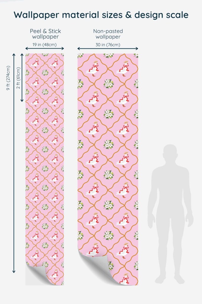 Fancy Walls pink goose pattern peel and stick wallpaper