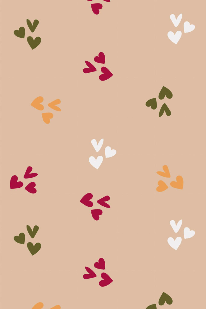 Pattern repeat of Cute heart removable wallpaper design