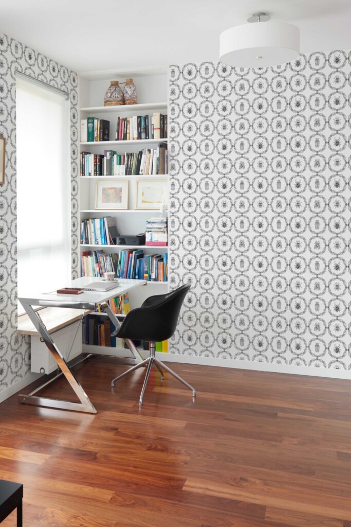 Fancy Walls traditional wallpaper with detailed beetles and cicadas in vintage black