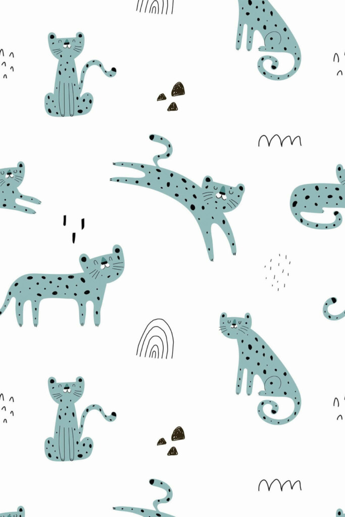 Pattern repeat of Cute leopard pattern removable wallpaper design