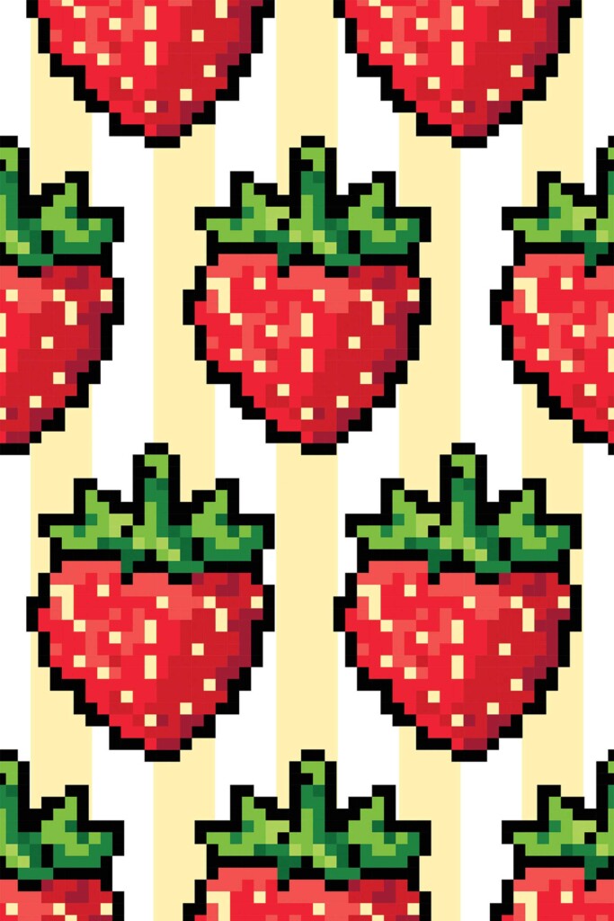 Fancy Walls removable wallpaper with bold pixelated strawberry pattern