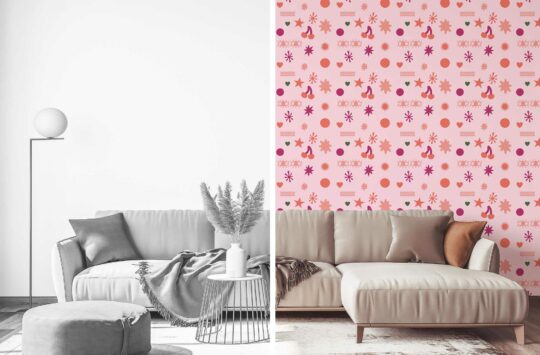 pink living room peel and stick removable wallpaper