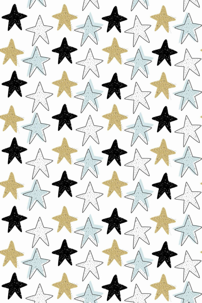 Pattern repeat of Cute star removable wallpaper design