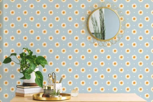 Aesthetic daisies polka dot peel and stick wallpaper