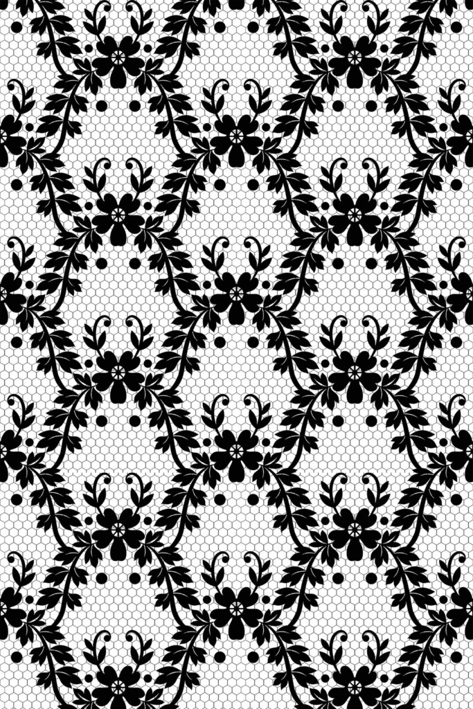 Vintage floral lace motif on mesh by Fancy Walls removable wallpaper