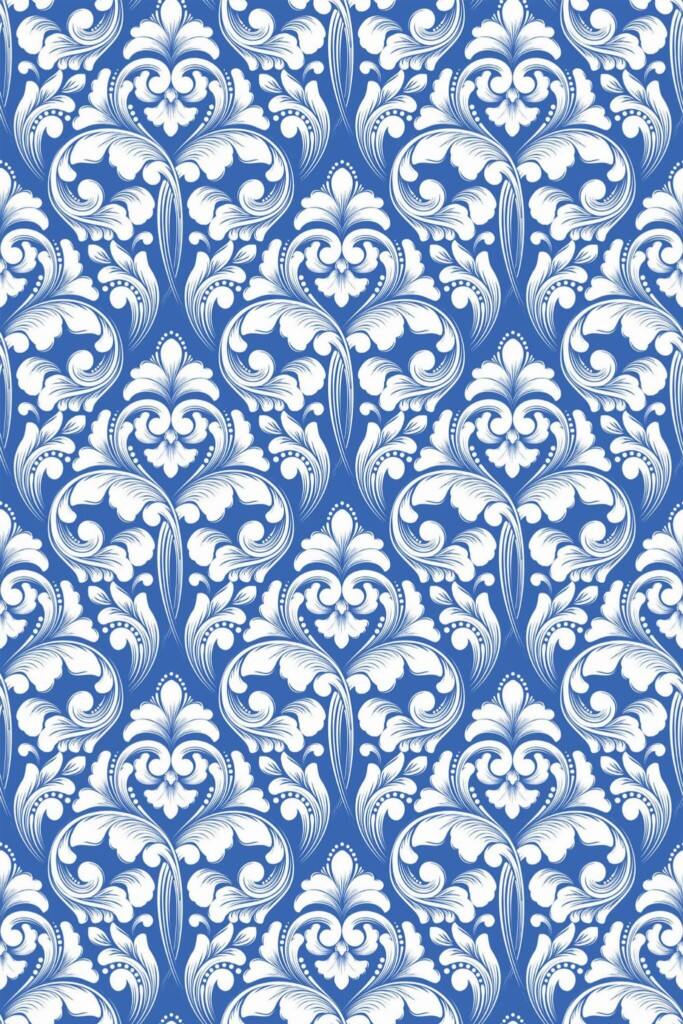 Pattern repeat of Damask pattern removable wallpaper design