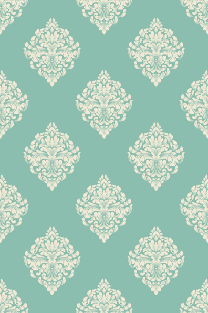 Pattern repeat of Damask removable wallpaper design