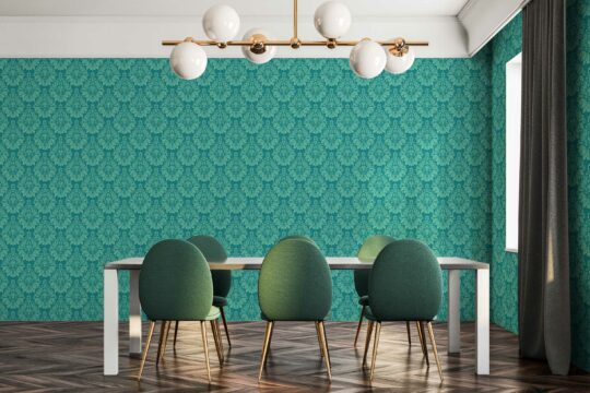 Dance of Turquoise Damask Whispers non-pasted wallpaper by Fancy Walls