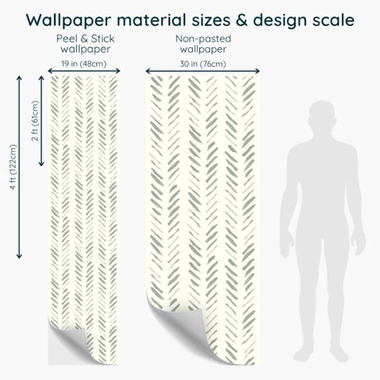 Green Herringbone Haven, a wallpaper for walls by Fancy Walls