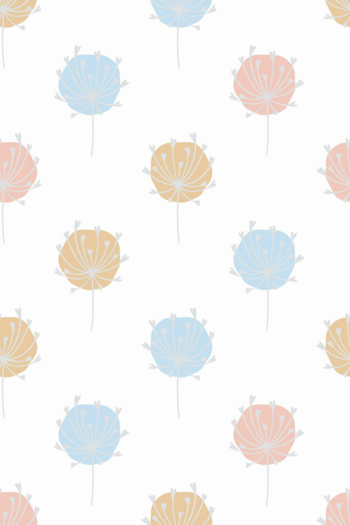 Pattern repeat of Dandelion clocks removable wallpaper design
