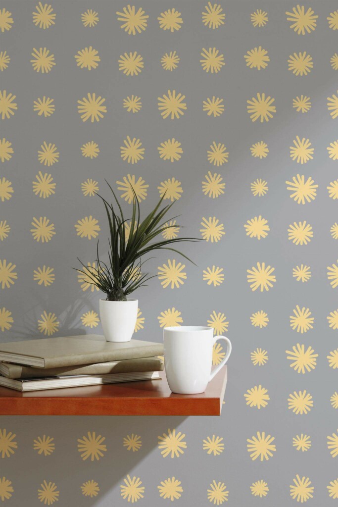 Scandinavian style accent wall decorated with Dandelion peel and stick wallpaper