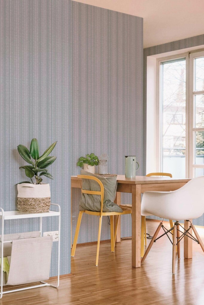 Minimal scandinavian style dining room decorated with Danube ikat peel and stick wallpaper