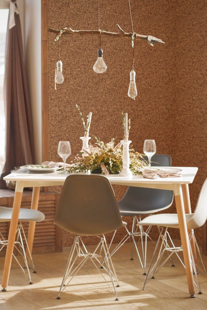 Traditional Wallpaper with Brown Cork Look design by Fancy Walls.