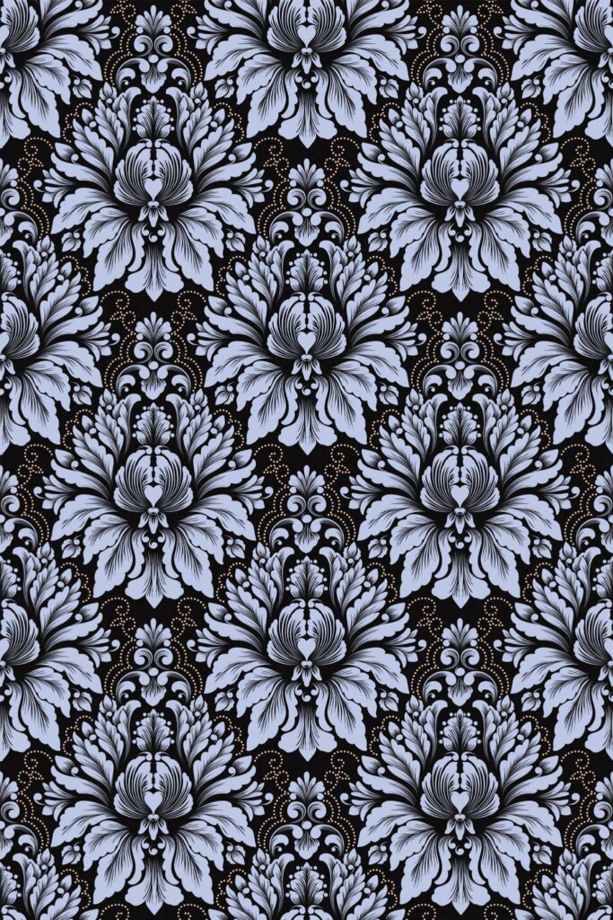 Pattern repeat of Dark damask removable wallpaper design