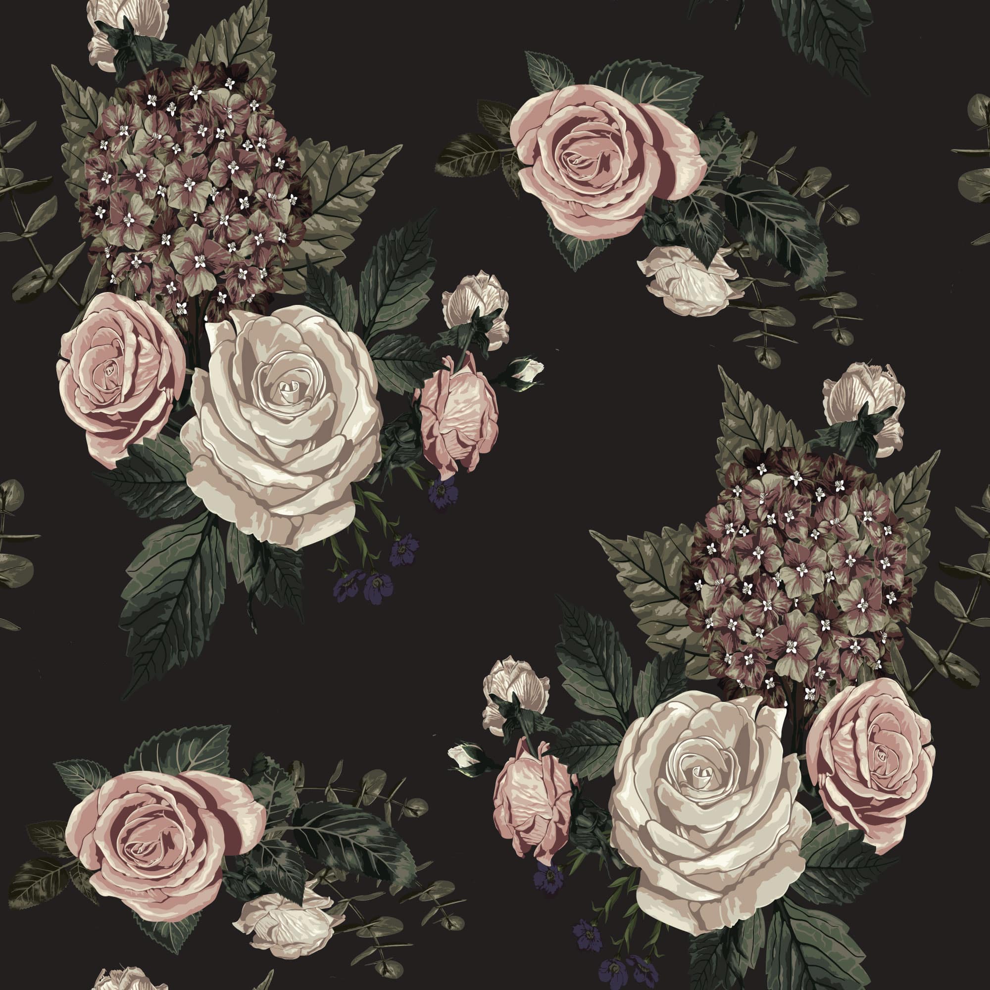 Dark floral wallpaper - Peel and Stick or Non-Pasted