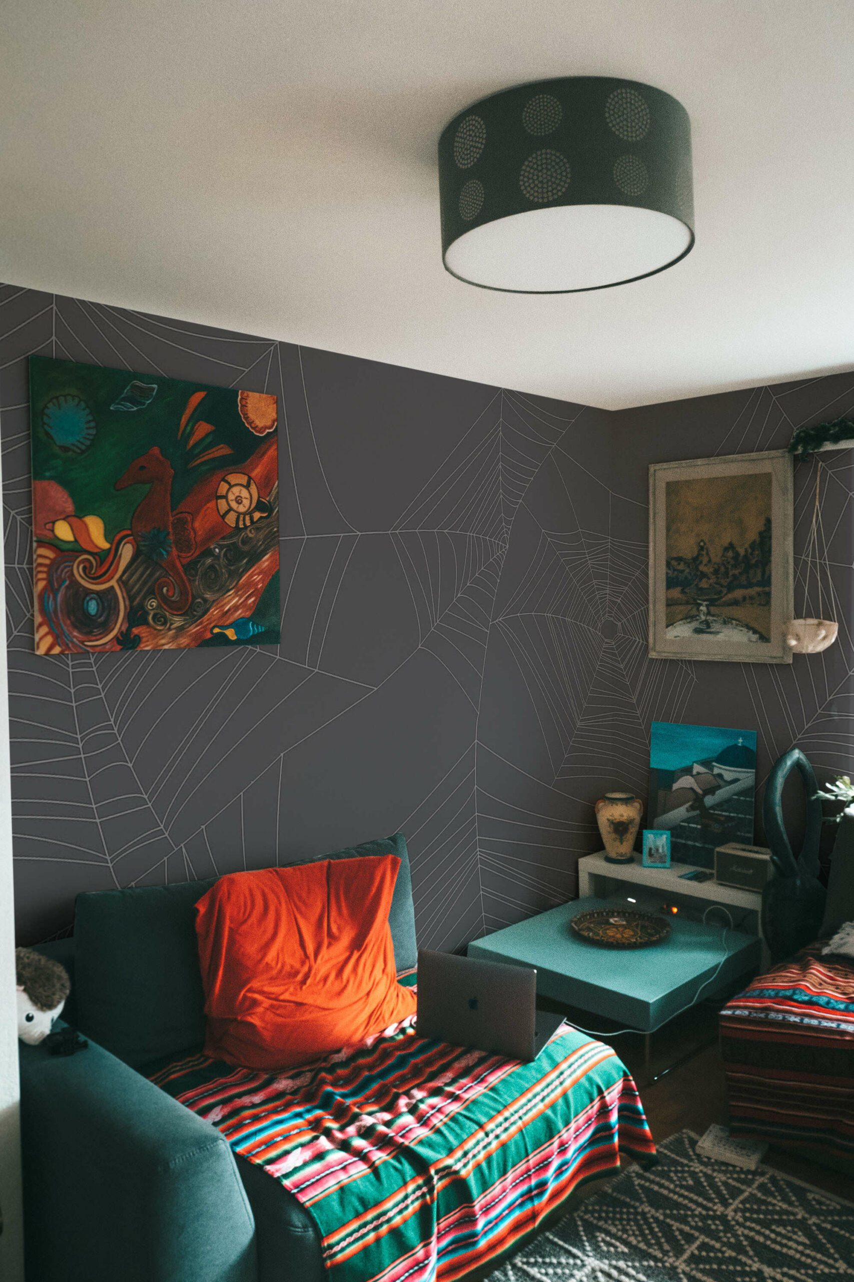 Gray Spiderweb design by Fancy Walls for murals for walls
