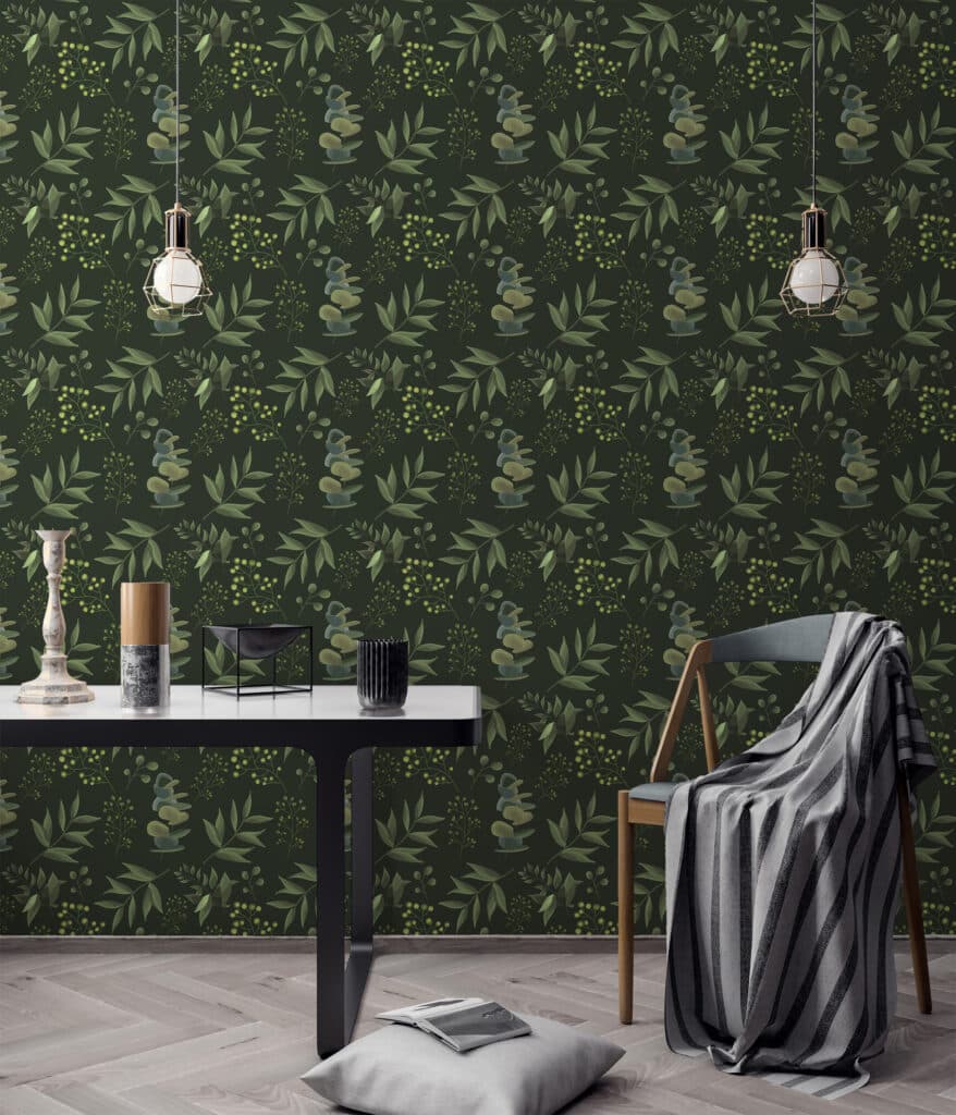 Dark botanical wallpaper - Peel and Stick or Traditional