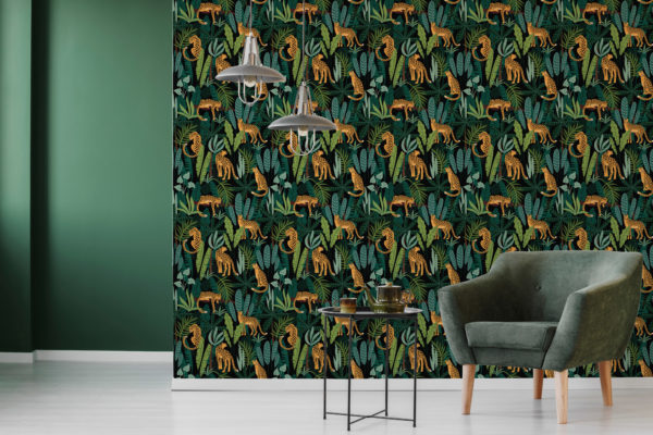 Dark jungle peel and stick removable wallpaper