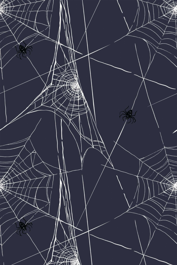 Pattern repeat of Dark spiderweb removable wallpaper design