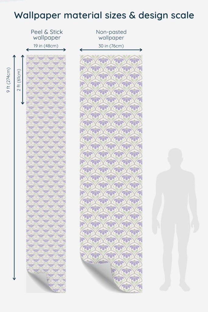 Removable wallpaper in lavender floral style by Fancy Walls for elegant interiors