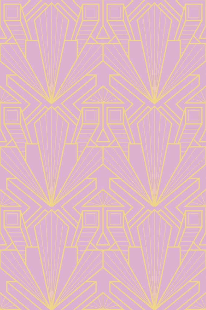 Pink Geometric Art Deco traditional wallpaper in pink by Fancy Walls