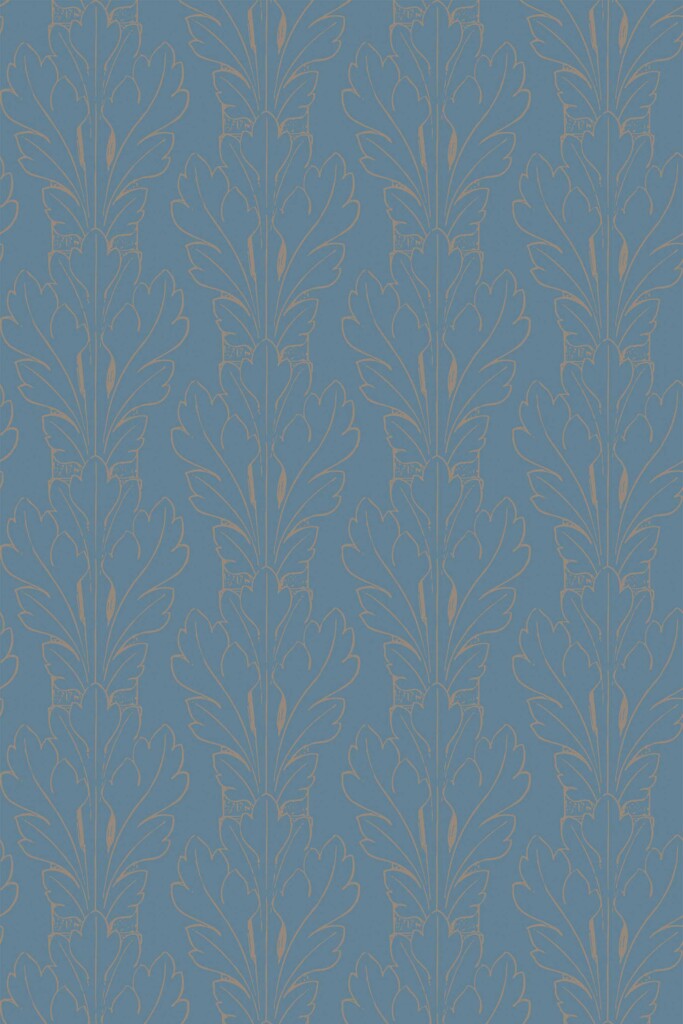 Fancy Walls elegant self-adhesive wallpaper featuring a Blue Leaf pattern.