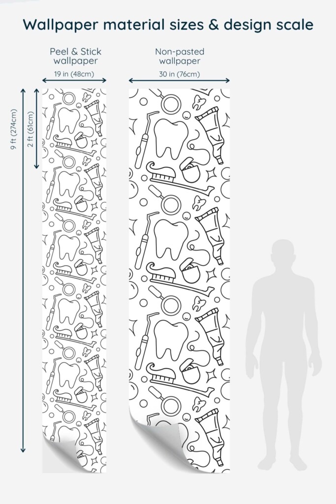 Minimalist dentist motif peel and stick wallpaper by Fancy Walls