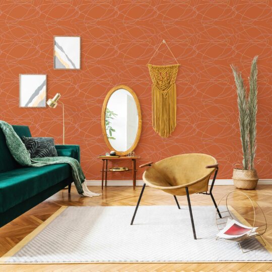 Terracotta Sand Lines self-adhesive wallpaper by Fancy Walls