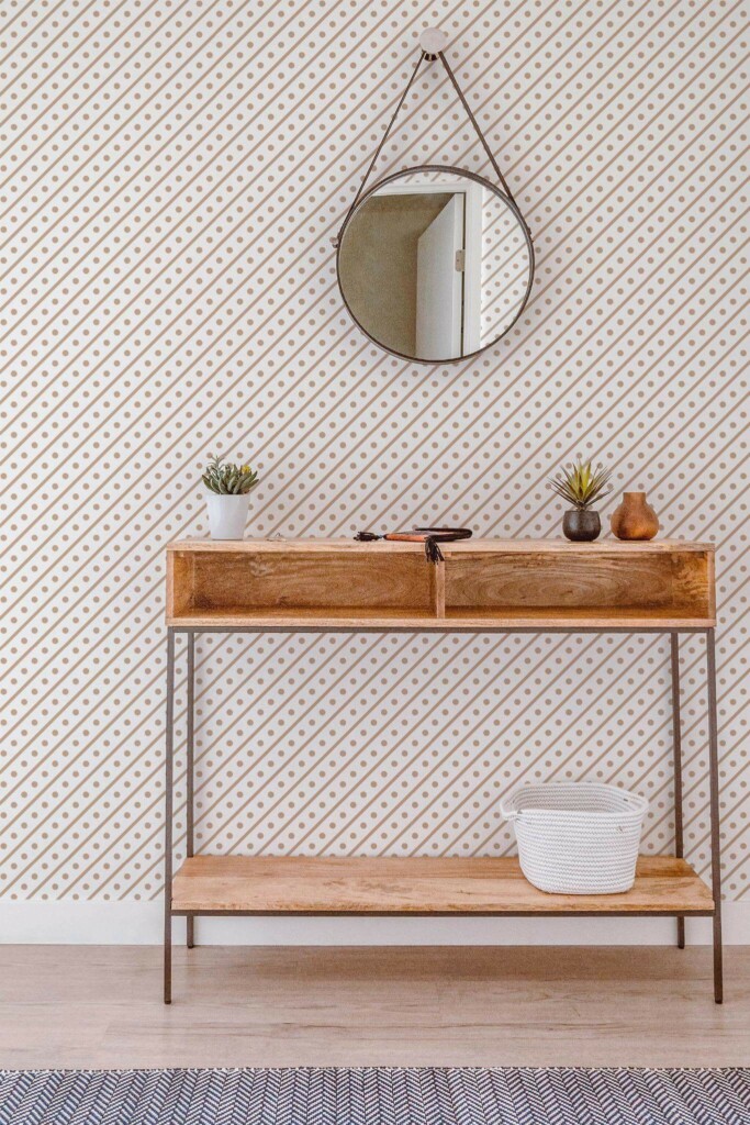 Contemporary style entryway decorated with Diagonal dots and lines peel and stick wallpaper