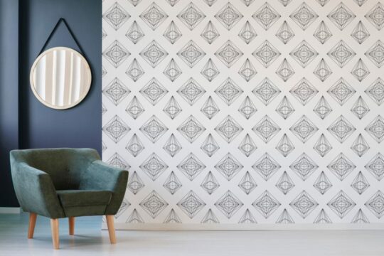 Geometric diamond peel and stick removable wallpaper