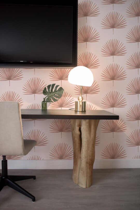 pink palm unpasted wallpaper