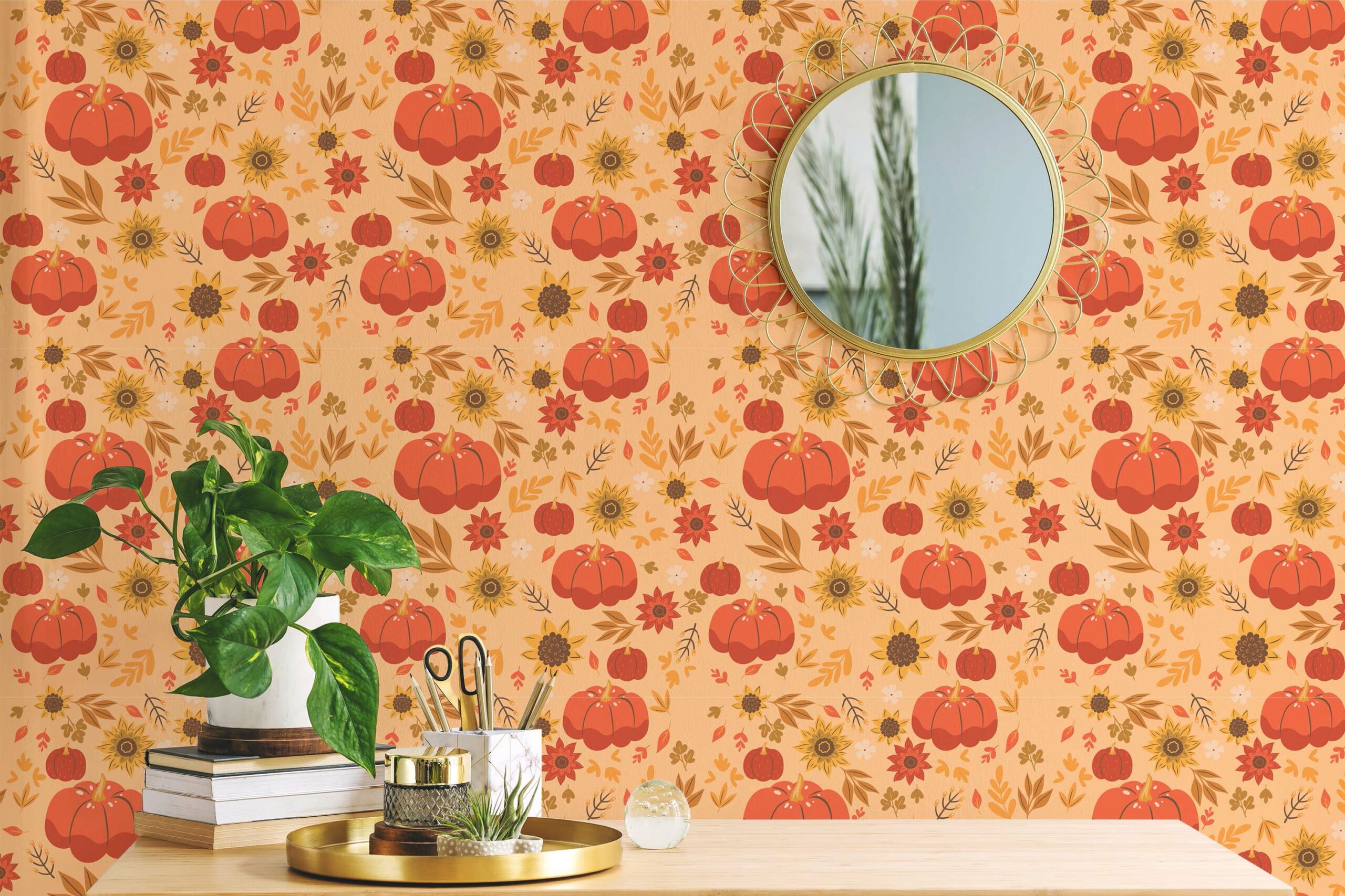 pumpkin autumn non-pasted wallpaper