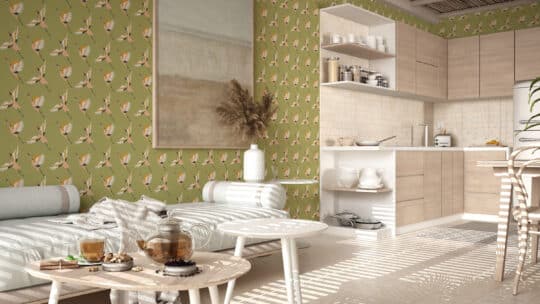green japanese unpasted wallpaper