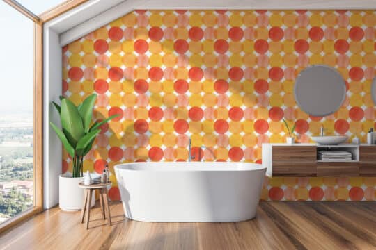 dots yellow and orange traditional wallpaper