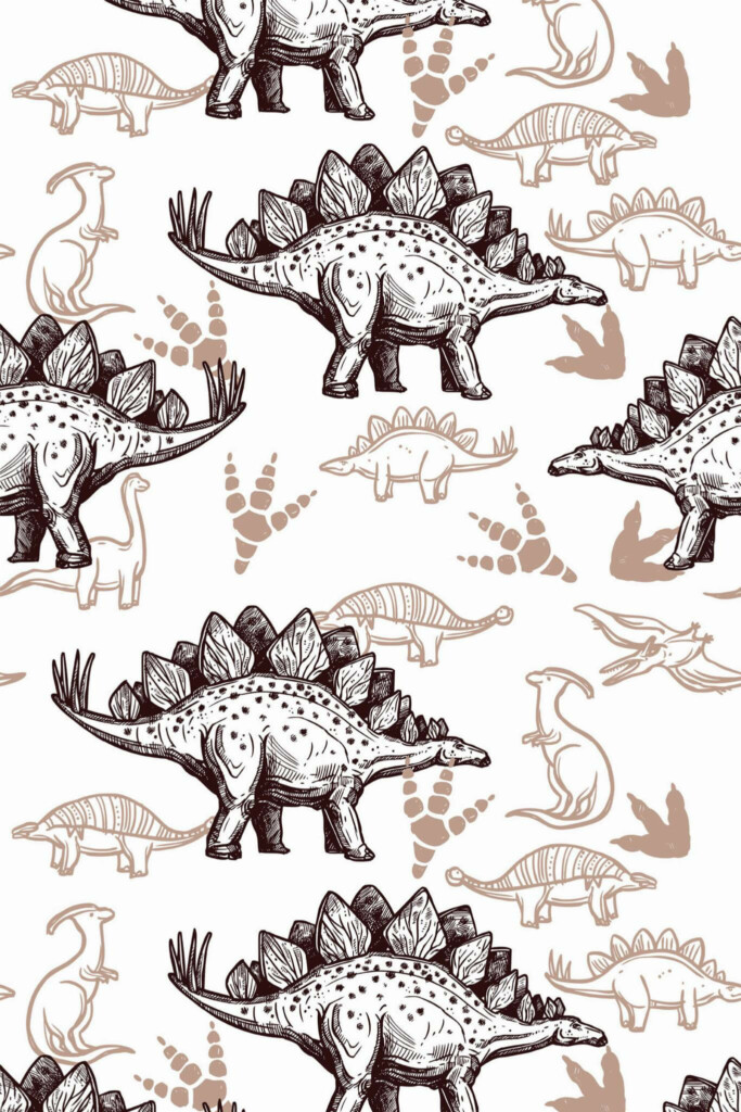 Pattern repeat of Dinosaur removable wallpaper design
