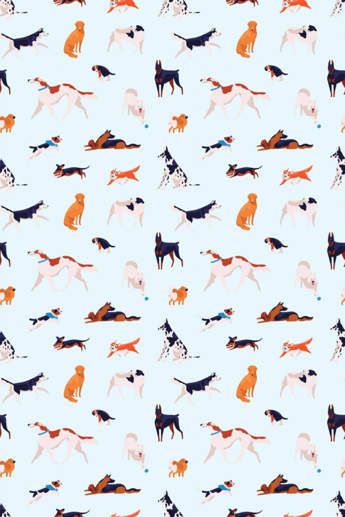 Pattern repeat of Dog removable wallpaper design