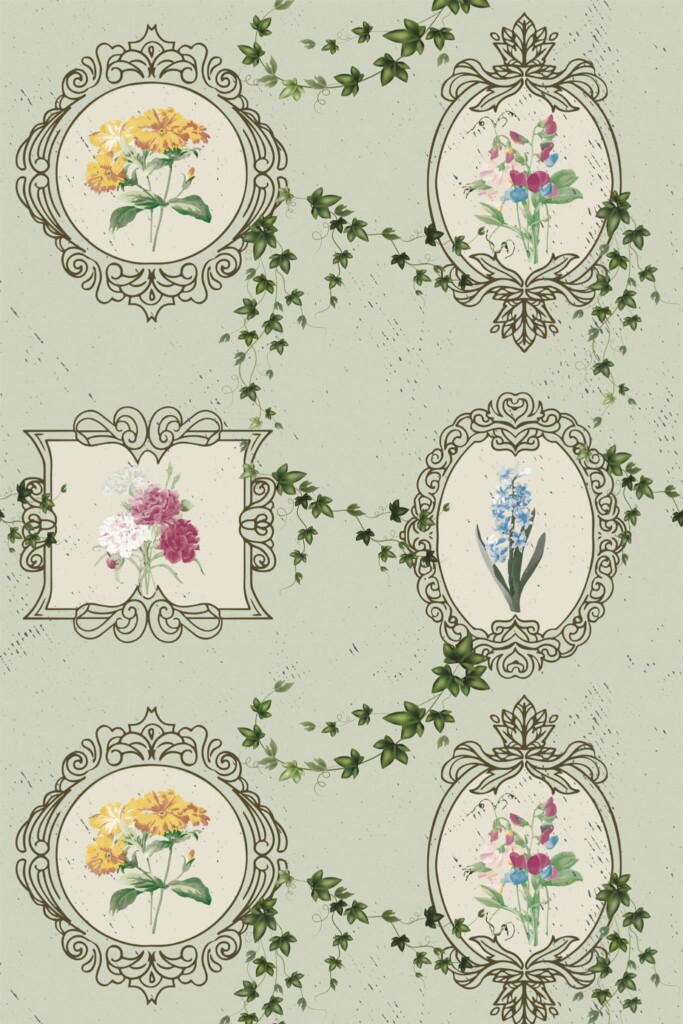 Pattern repeat of Dollhouse removable wallpaper design