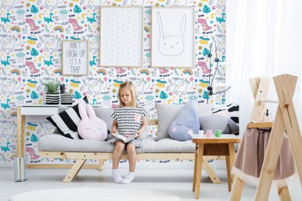 Multicolor kids room peel and stick wallpaper