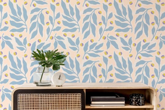 blue and yellow stick and peel wallpaper