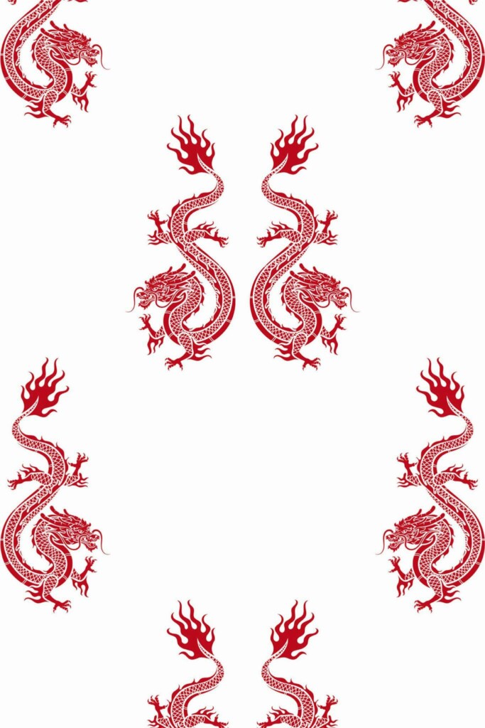 Pattern repeat of Dragon removable wallpaper design
